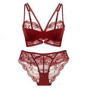 Conjunto de Lencería de Encaje Floral al por Mayor para Mujer, Sujetador con Aros y Bragas, Conjunto de 2 Piezas, Lencería Sexy Estilo Francés para Mujer, OEM ODM - Product Image 5