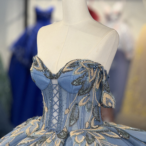 Vestidos de Quinceañera con Apliques de Encaje Azul Dy6908, Vestido de Gala con Lazo de Cuentas, Vestido de 16 Años Jancember - Product Image 3