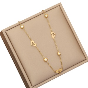 Kalung Cinta baru Eropa dan Amerika, kalung zirkon rantai klavikula bunga lucu baja tahan karat sederhana - Product Image 4