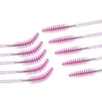 Brosse à mascara jetable rose cristal Baguette de mascara Ensemble de pinceaux de maquillage Kit d'applicateurs pour extensions de cils et brosse à sourcils