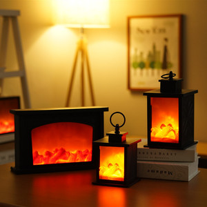 Lampe de Cheminée Déco Led Créative pour la Maison Lampe de Cheminée Simulation Décoration de Noël Lampe à Flamme de Maison Forme de Lanterne - Product Image 2