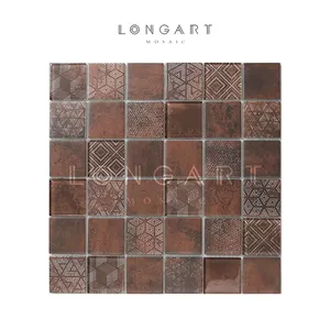 Free Sample Metallic Style Glass Mosaic Tiles 48*48mm Square Shape Glass Mosaic For Home Wall Decor
