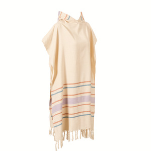 ผ้าขนหนูคลุมไหล่ลายทางผ้าฝ้ายมีฮู้ดพร้อมชายครุยสำหรับการเดินทางและใช้ในสระว่ายน้ำ - Product Image 5