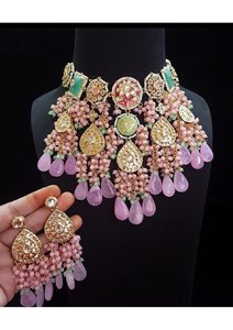 Conjunto de Collar Nupcial Kundan Hecho a Mano con Pendientes a Juego para Mujer, Accesorio de Joyería Premium para Bodas y Recepciones - Product Image 5