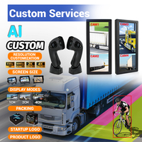 Caméra de recul pour camion VD avec détection d'angle mort par IA, moniteur IPS 12,3 pouces 2 canaux et DVR pour rétroviseurs latéraux droit et gauche