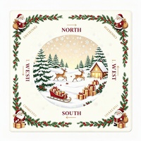 Tapis de Mahjong Américain Antidérapant et Imperméable en Néoprène, Motif Océan de Noël, 31,5x31,5 pouces, Design Artistique, Personnalisable OEM