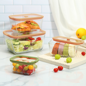 Sinh Thái Thân Thiện Với Tươi Giữ Cao Thủy Tinh Borosilicate Thực Phẩm Bữa Ăn Prep Ăn Trưa <span class=keywords><strong>Container</strong></span> Box Set Lò Vi Sóng An Toàn - Product Image 5