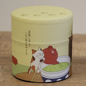 Recipiente para Almacenar Té de Papel Washi Japonés con Doble Tapa – Diseño de Gato Adorable para Té Verde y Matcha - Product Image 1