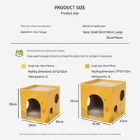 Mignonne maison pour chat en carton ondulé en forme de fromage, nid fermé pour animaux de compagnie avec entrées arquées pour chatons