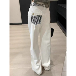 Jeans Bianchi a Vita Alta e Gamba Dritta di Marca Europea alla Moda per Donna, Primavera 2025 - Product Image 4