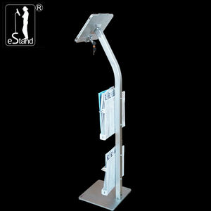 แท่นวางแท็บเล็ตแบบตั้งพื้นพร้อมตะกร้าใส่แผ่นพับ/นิตยสาร สำหรับ iPad Samsung <span class=keywords><strong>Huawei</strong></span> Lenovo Tab สำหรับการจัดแสดงสาธารณะ - Product Image 4