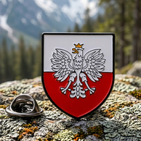 Épingles en alliage métallique d'aigle polonais couronné, drapeau national rouge et blanc, épingles en émail personnalisées, cadeau souvenir de voyage, logo personnalisé