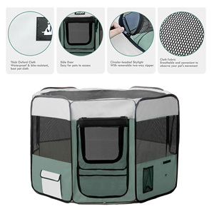 Portátil Indoor Outdoor <span class=keywords><strong>Pet</strong></span> Cercadinho Grande Claro Dog <span class=keywords><strong>Playpen</strong></span> Com Zipper removível Telhado e Piso - Product Image 2