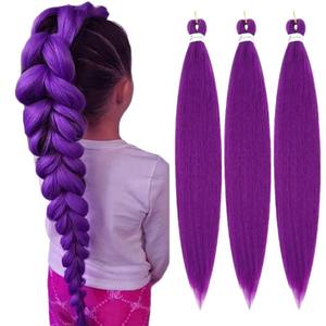 ผมถักตรง Ex155 ขนาด 30 นิ้ว สีม่วง เส้นใยคาเนคาลอน ยืดก่อนใช้งาน เนื้อผมแบบยาคิ สำหรับการใช้งานที่ยาวนาน - Product Image 4