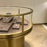 Comptoir de présentation de bijoux en métal octogonal avec verre trempé et éclairage LED - Haute qualité, durable, écologique pour boutique de luxe