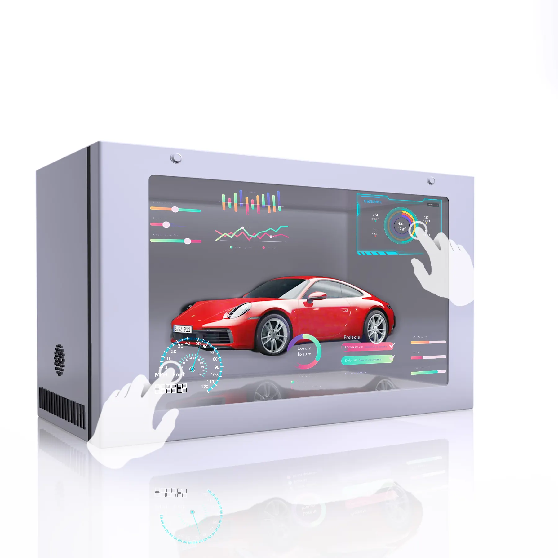 वैकल्पिक आकार 3डी होलोग्राम पारदर्शी एलसीडी शोकेस इंटरैक्टिव होलोग्राफिक डिस्प्ले बॉक्स डिजिटल पोस्टर वीडियो वॉल