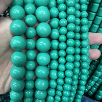 Perles de pierre turquoise bleue lisse naturelle Gemstone Howlite perles accessoire pour la fabrication de bijoux couleur bleue 15"
