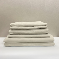 Parure de lit classique blanche en lin français 100 % écologique et rafraîchissante, comprenant des taies d'oreiller et un drap plat pour usage domestique