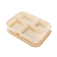 Contenants jetables biodégradables pour la restauration rapide, boîtes à emporter carrées à base d'amidon de maïs, 2 à 6 compartiments, style moderne minimaliste