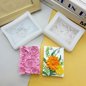 長方形のバラ菊シリコンモールド、石鹸＆キャンドル装飾用モールド、手作り石膏ドロップス、ケーキツール用 - Product Image 2