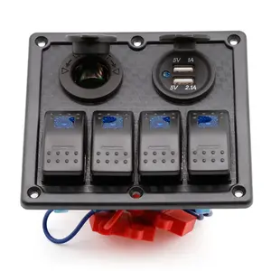 4 Gang Boat Marine Rocker Switch Panel Digital Current Voltage Meter