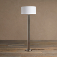 Lampu Lantai Besi dengan Kap Lampu Linen Drum, Modern Minimalis untuk Ruang Tamu, Kamar Tidur, Pojok Baca, Lampu Berdiri, Custom OEM ODM Lighting