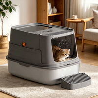 Bac à litière pour chat entièrement fermé en acier inoxydable, grande taille, double usage, pédale, anti-éclaboussures, forme rectangulaire, facile à nettoyer, accessoires pour chat