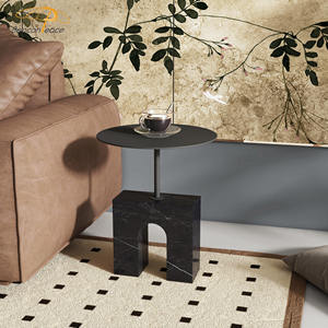 طاولة قهوة رخامية عصرية بتصميم فريد، طاولة شاي صغيرة مستديرة للمقاهي والبيسترو، مناسبة لغرف المعيشة وغرف النوم والمطاعم - Product Image 6