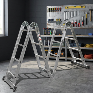 Échelle pliante multifonctionnelle en aluminium KAA-42, moderne, portable, haute résistance, antirouille, à 8 marches, capacité de 150 kg - Product Image 3