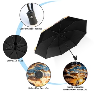 Custom Modern 3-Fold Fully-Automatic Windproof Logo <b>Umbrella</b> with Straight Handle-Business Gifts & Wholesale Promotion - Product Image 2