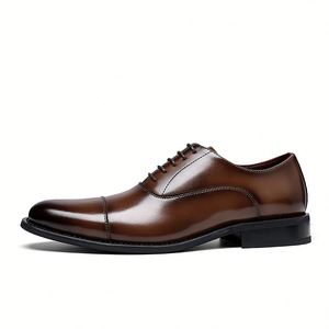 Chaussures en cuir pour hommes, chaussures de ville pour hommes, chaussures Oxford en cuir véritable, chaussures formelles à talon rehaussé, chaussures en cuir de style britannique - Product Image 2