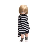 Tenue de poupée Azone/ob22/Blythe/Little Six Fantasy Series, ensemble haut rayé noir et short en jean, ensemble décontracté en tissu