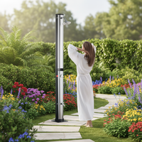 Douche solaire portable d'extérieur avec pulvérisateur 2 fonctions et support au sol vertical pour camping, plage, piscine