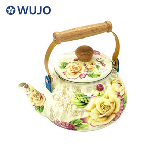 थोक 2L तामचीनी चाय पानी की केतली 2.5L चायदानी तामचीनी केतली के साथ फूल मामले - Product Image 4