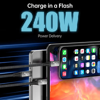 Thunderbolt USB-C kabel 5 Gbps, PD 240W, Video 16K/8K, kabel Transfer Data kecepatan tinggi untuk MacBook, Laptop, Dok, EGPU, Monitor