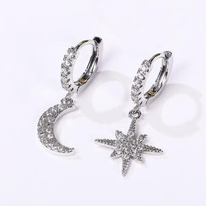 Orecchini Pendenti Temptation Star in Argento 925 Placcato Oro Bianco con Cristalli e Strass, Lussuosi per Uso Quotidiano Femminile - Product Image 6