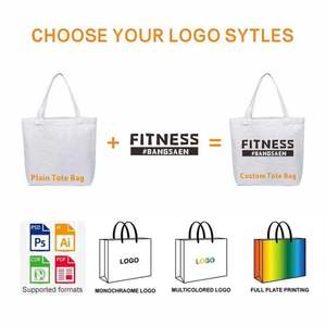Bolsa de Compras de Algodón Reciclado Personalizada, con Cierre de Cremallera Resistente, Logotipo Impreso Personalizado, Bolsa de Hombro Ecológica de Lona Natural - Product Image 4