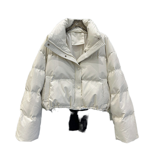 Ohsisa 2025 Women's Short PU Leather Padded Jacket Short Style Zipper Quilted Jacket Winter Warm Thick Puffer <strong>Bubble</strong> <strong>Tops</strong> Coat - Product Image 3