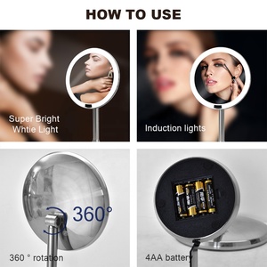 Make up Led Gương cảm biến tùy chỉnh trang điểm bảng gương <span class=keywords><strong>Magnifying</strong></span> thắp sáng Pin Vòng <span class=keywords><strong>Single</strong></span> <span class=keywords><strong>Side</strong></span> LED Vanity trang điểm Led Gương - Product Image 4