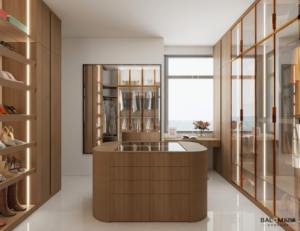 Dressing Moderne de Luxe avec Îlot de Rangement et Commodes Intégrées - Product Image 1