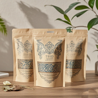 Support Emballage alimentaire imprimé personnalisé Pochette debout Sacs en papier kraft refermables à fermeture éclair avec votre propre logo