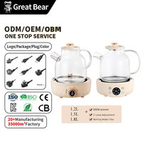 Bouilloire Électrique en Verre Great Bear 600ML 220V à Commande Mécanique, Arrêt Automatique, Protection Anti-Ébullition à Sec pour Utilisation en Extérieur et Hôtels - Idéal Cadeau
