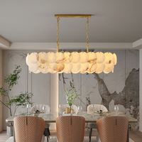 Lustre en métal haut de gamme E26, finition marbre naturel, style luxe léger, pour salon, villa, duplex, restaurant, salon de thé, hôtel