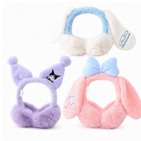 Penutup Telinga Tebal Musim Dingin untuk Anak Perempuan, Motif Kartun Lucu, Anti Dingin, Hangat, Berbulu, Kuromi