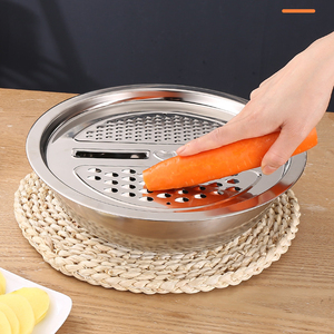Coupe-légumes en acier inoxydable, outil de cuisine, coupeuse de légumes avec panier de drainage, bol de lavage 3 en <span class=keywords><strong>1</strong></span> pour la cuisine, <span class=keywords><strong>1</strong></span> pièce - Product Image 5