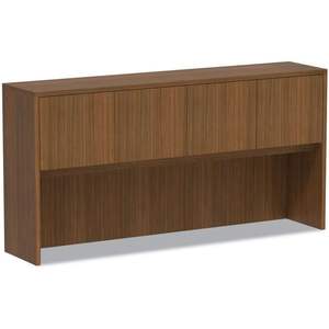 Alera Valencia Series Modern <b>Walnut</b> Hutch with Doors 4 Compartments 70.63w X 15d X 35.38h Desktop & <b>Drawer</b> Organizer - Product Image 4