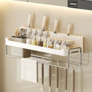 HeDou Wall Mounted Storage Basket Rectangle Dishcloth Knife Holder No Drill Kitchen Rack Spice Organizer - Product Image 5