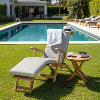 Chaise longue pliante en teck moderne pour l'extérieur - Chaise longue en bois portable écologique et imperméable pour hôtel et villa