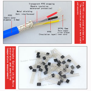 DS18B20デジタル温度センサー圧延口包装防水耐油性温度プローブPTFEケーブル - Product Image 4