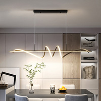Moderne Simple Métal Verre Lustre Restaurant Longue Suspension Lampe Table À Manger Cuisine Linéaire Vague Led Moderne Pendentif Éclairage